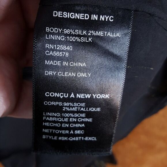 INTERMIX Womens Top Size 0 Black One Shoulder Tie Neck Stripe Bow Silk 4 DAWN - Picture 6 of 9